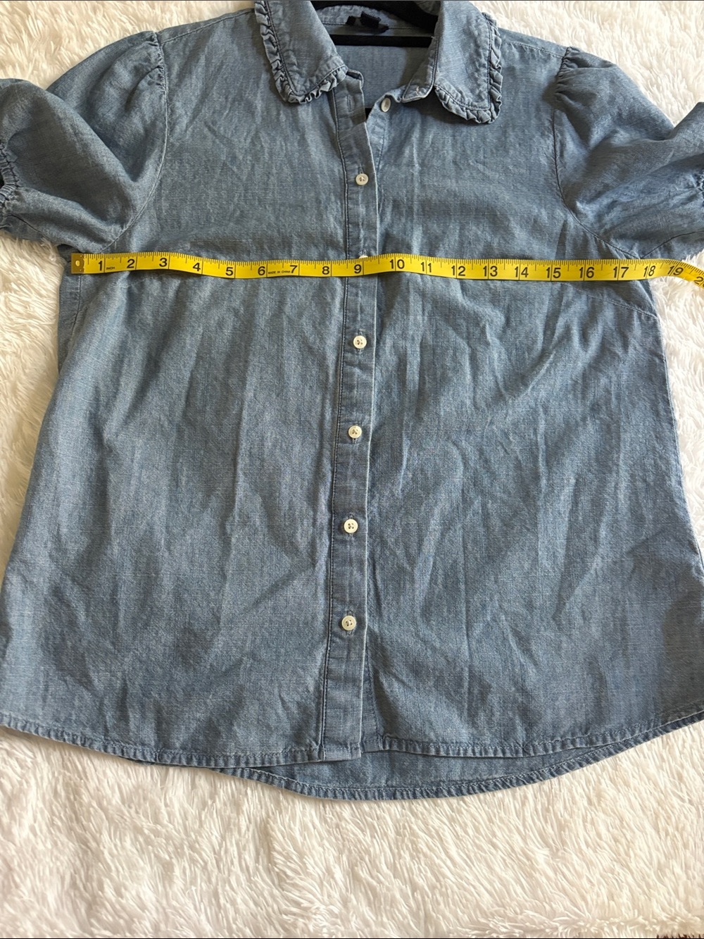 J Crew cotton denim look blouse - Picture 7 of 9